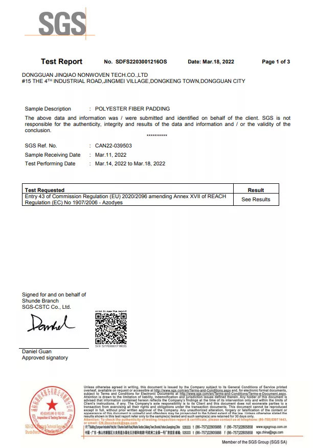 White fiber cotton azo test